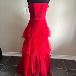 Elegant Red Tiered Dress